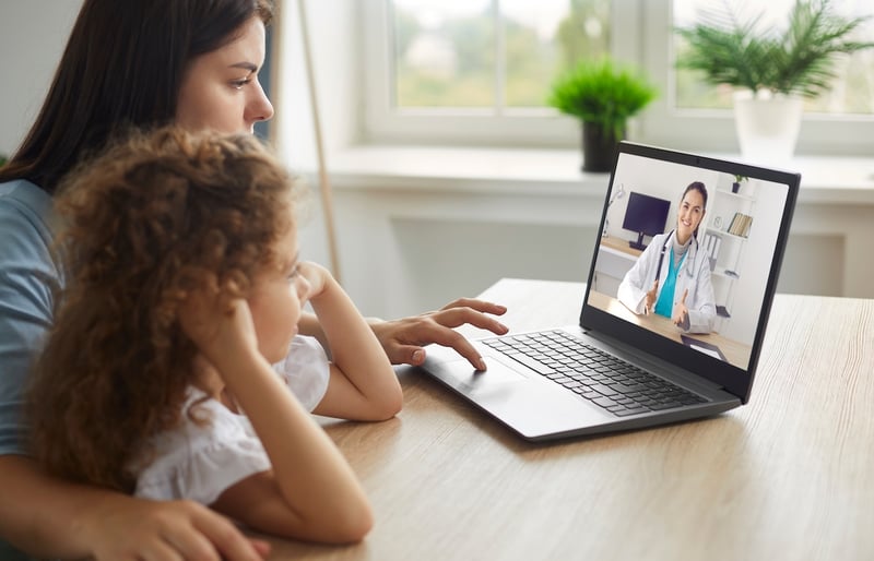family watching patient education videos at home